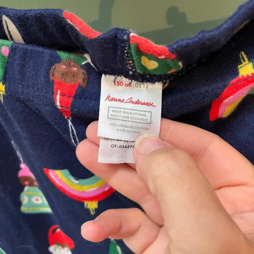 Hanna Andersson Girls Navy Holiday Ornament Organic Cotton Pajama Set Size 12